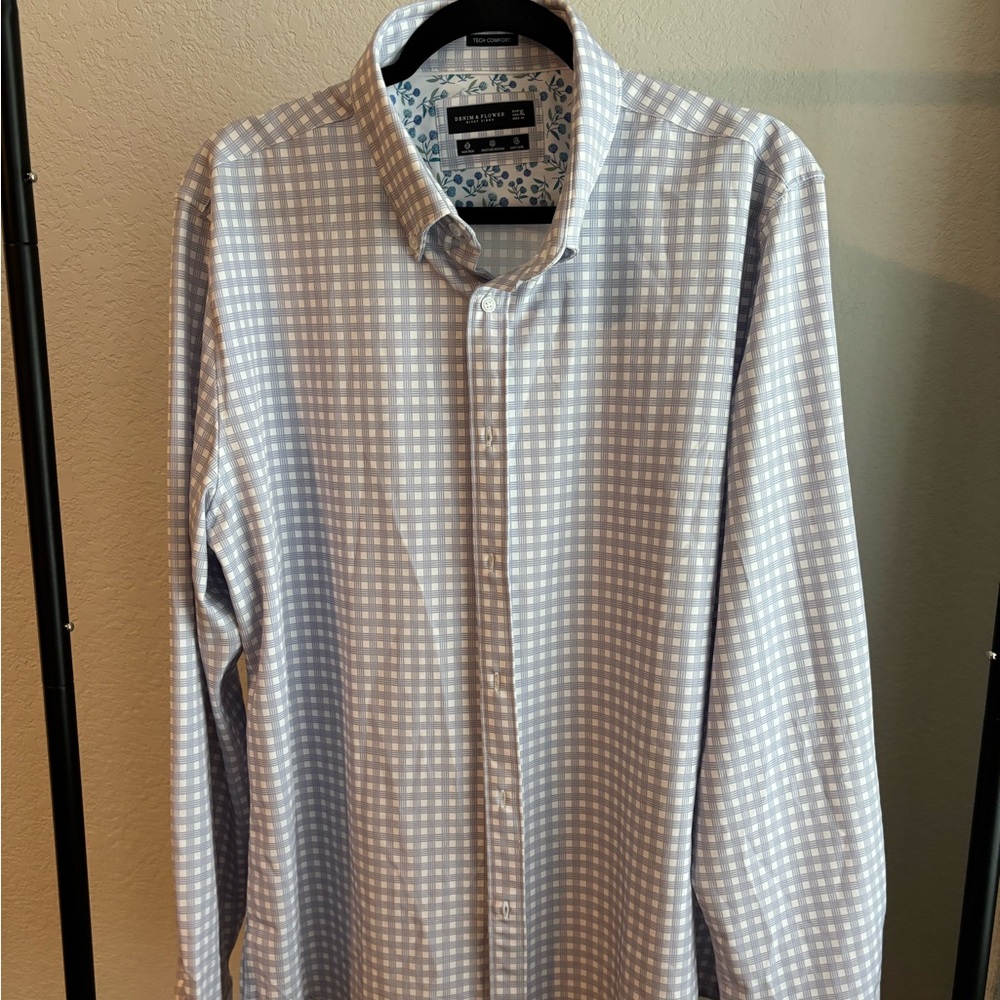 Denim & Flower Gingham Button-Down Shirt